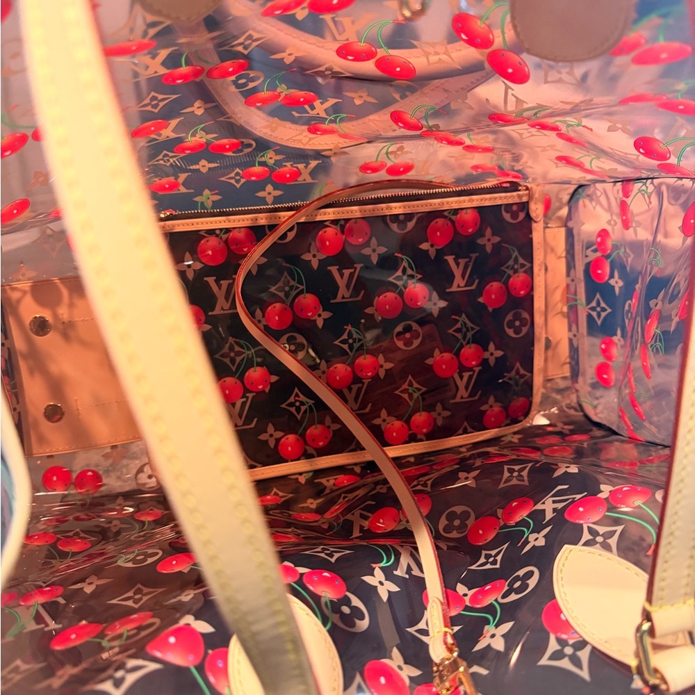 Louis Vuitton Cherry Monogram Clear Tote - Red with Tan Trim - Picture 2 of 6